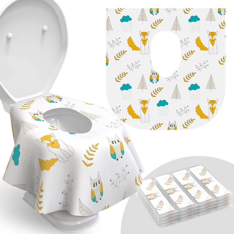 Relyo Toilet Seat Covers Disposable - 20 Pack - Waterproof, Ideal for Kids and Adults - Extra Large, Individually Wrapped for Travel, Toddlers Potty Training Public Restrooms (Owls, 20) - Image 1